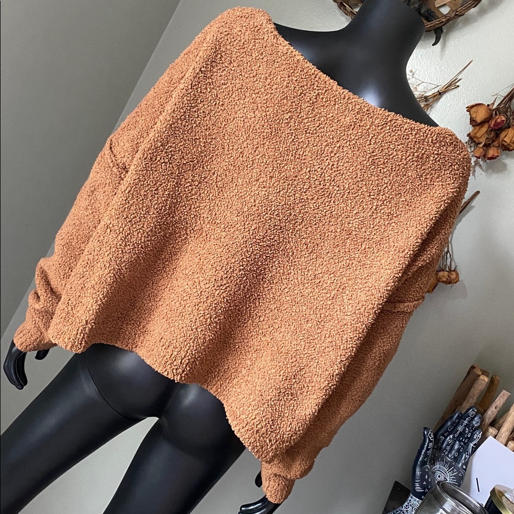 Hazel Moon Teddy Bear Brown Cozy V-Neck Sweater - Picture 7 of 10